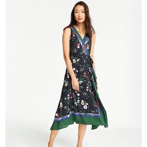 Floral Border Silk Scarf Print Dress